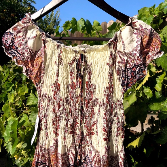 Kindred offshoulder Maxi shirred bodice dress boho - Picture 3 of 10